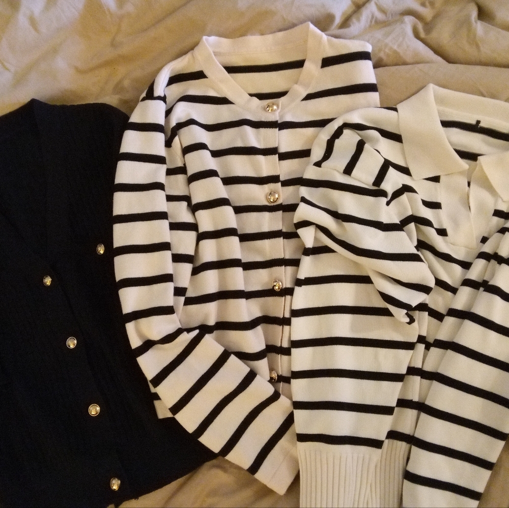 Striped sweater and cardigan
